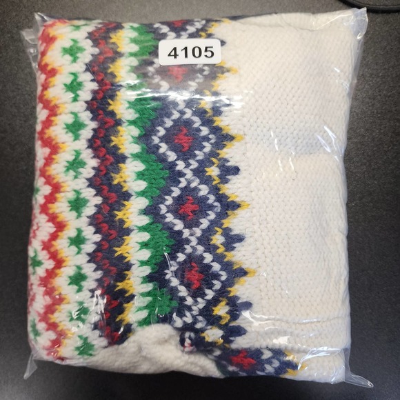 American Eagle Fair Isle Cardigan Chunky Knit Medium Cream Navy Pockets XS - Picture 10 of 10